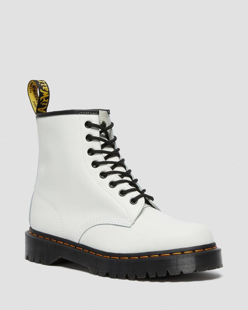 White Men\'s Dr Martens 1460 Bex Smooth Leather Platform Boots | CA 551ILH